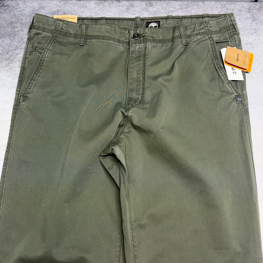 NWT Timberland Straight Fit Mens 40x32 Grape Leaf Green Cotton Chino Work Pants - Picture 9 of 11